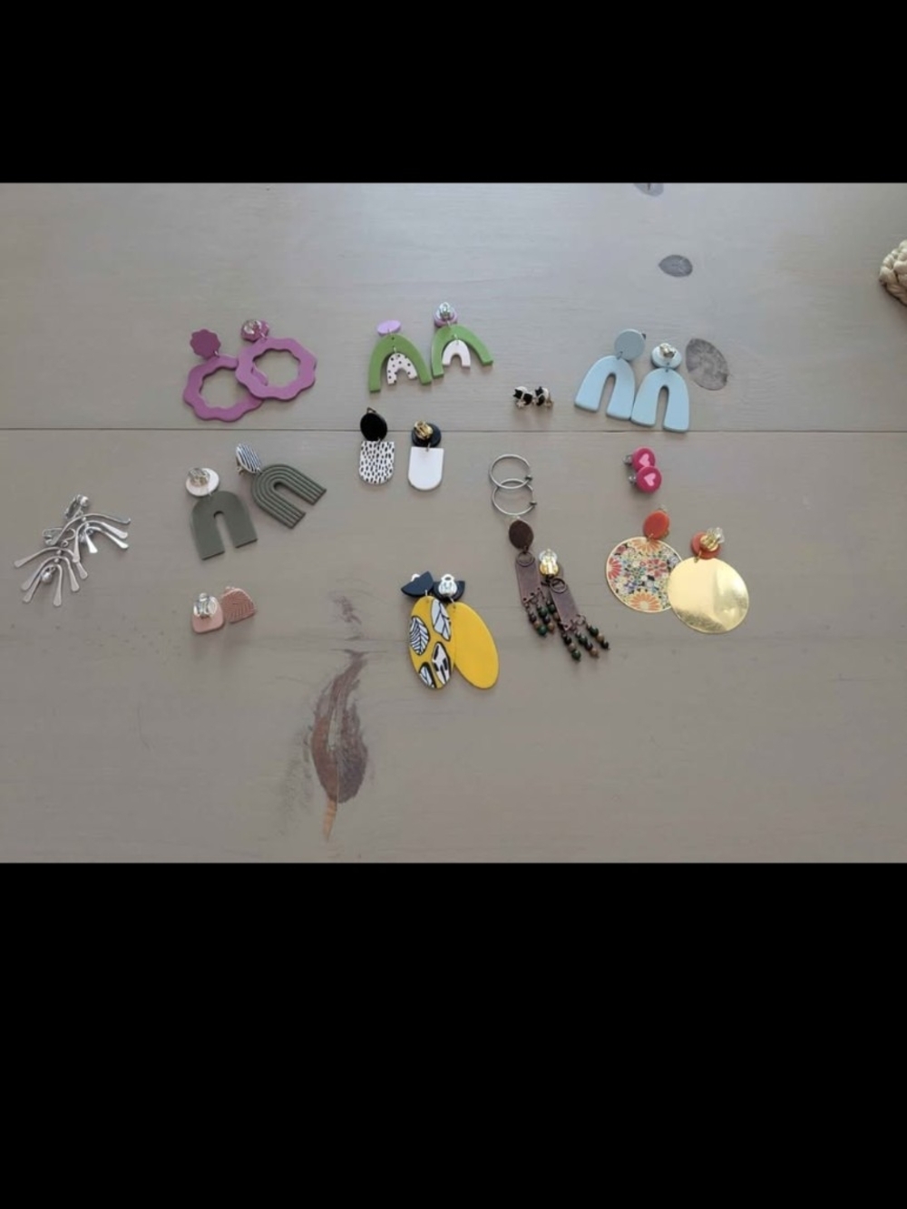 Palmer Clay and Metal Assorted Colorful Statement Earrings Set - All Clip On